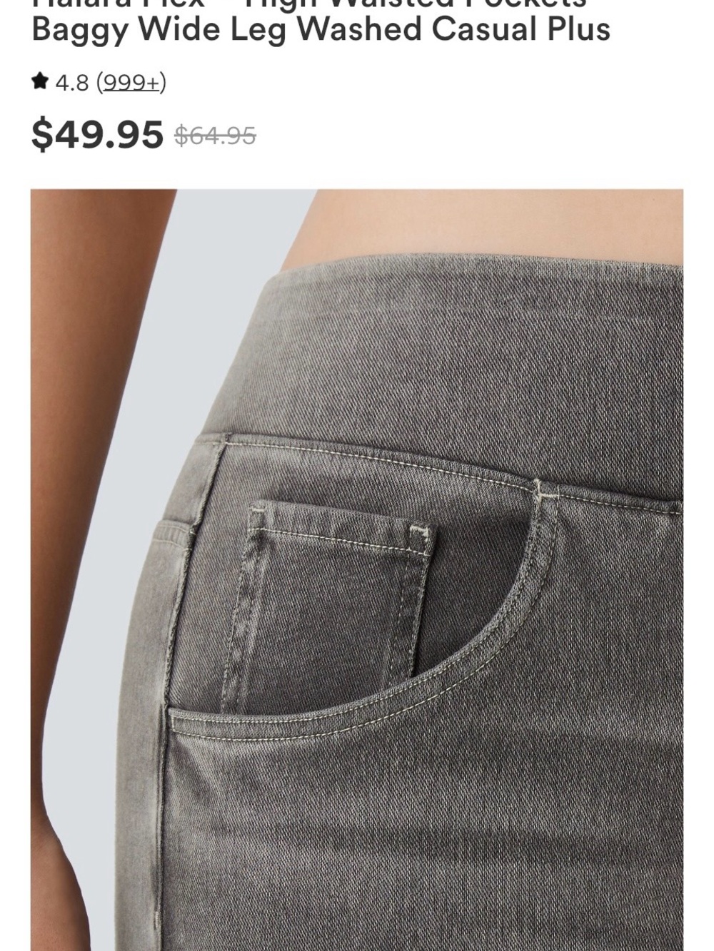 HALARA Washed Wide Leg Jeans in Black/Gray - Picture 4 of 11